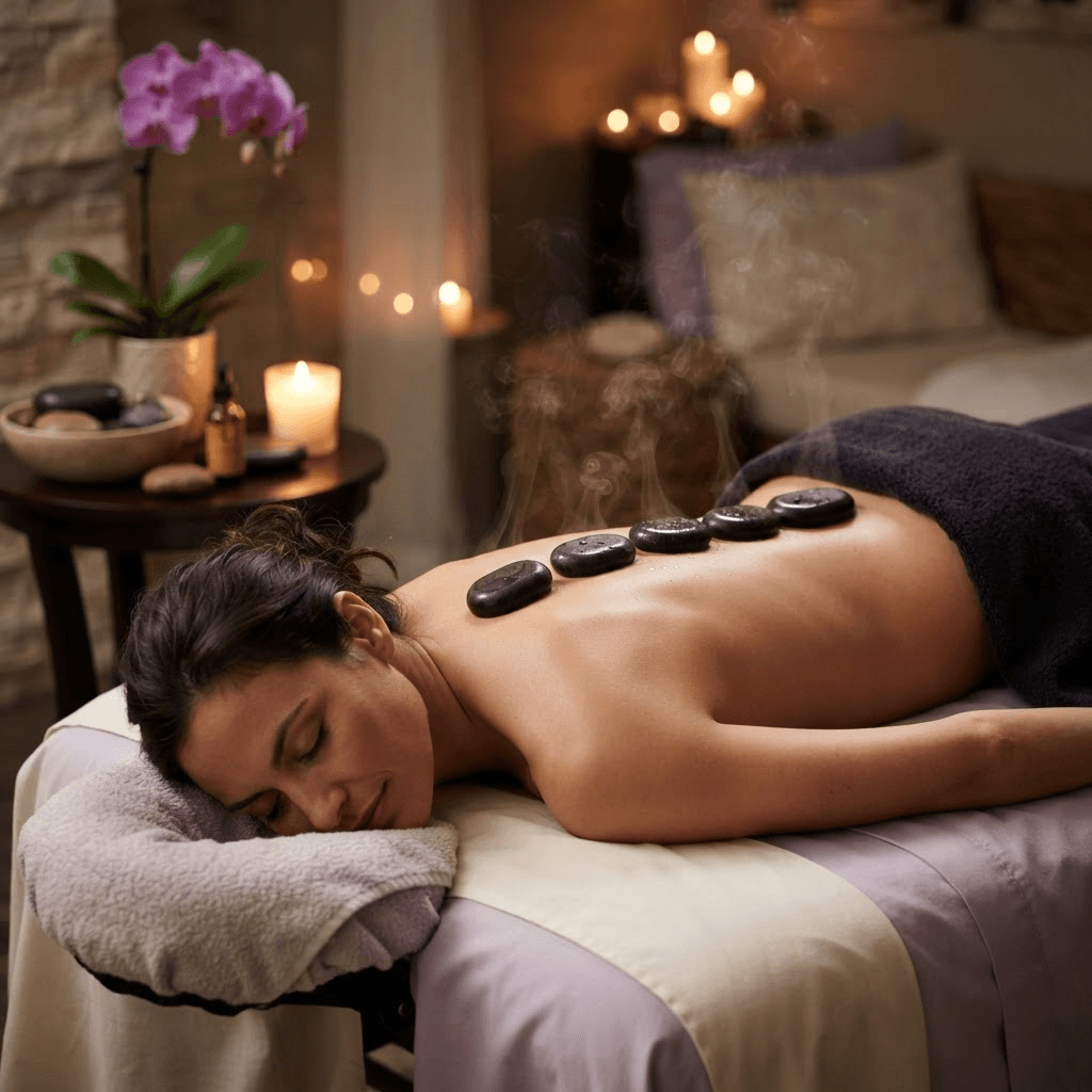 Hot Stone Massage treatment setting